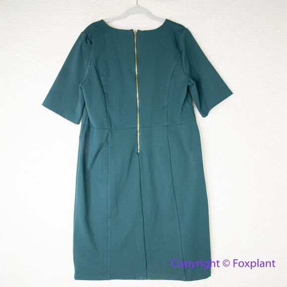 New! Eloquii 9 to 5 Stretch Work Dress dark emerald Green‎ sheath, size 18 - Picture 11 of 16